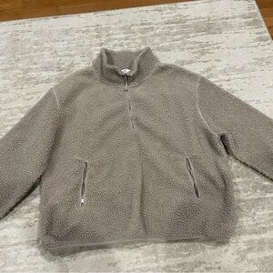 H&M Taupe Teddy Sherpa Half Zip Pullover- Size XXL